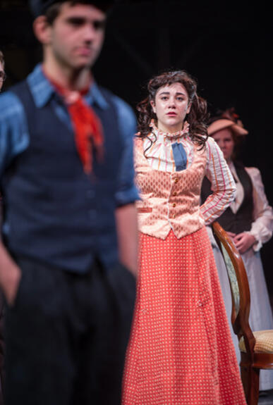 Newsies; dir. Chris Brindley at Weston Drama Workshop. 2018. Assistant Costume Designer, constructed blouse, vest, and skirt for female lead.